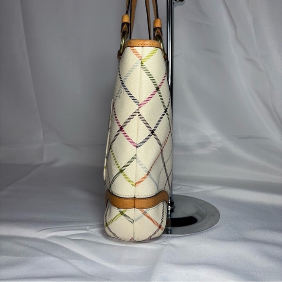 COACH Peyton Tattersall Stripe Tote Shoulder Bag F21863 Cream Plaid Multicolor - Picture 5 of 10